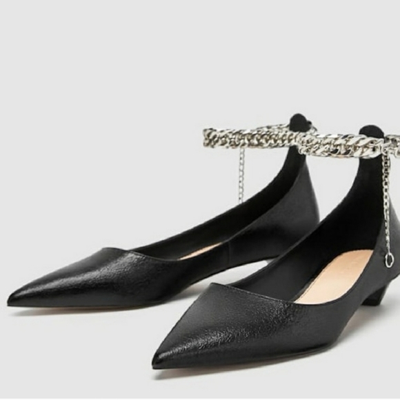 Zara Shoes - NWT Zara Ballerina Ankle Chain Flats